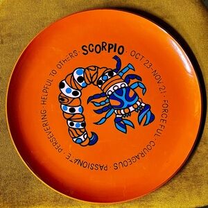 Vintage 70s orange Scorpio astrology tray